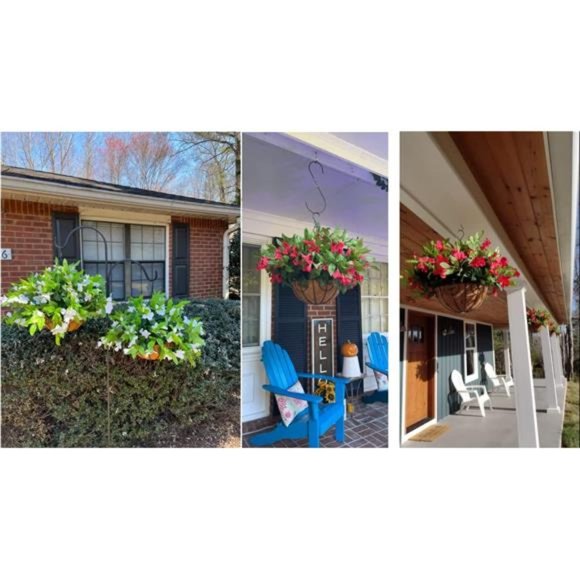 Artificial Flowers Hanging Basket for Outdoor Indoor, Fake Hanging Plant Silk - Picture 2 of 6